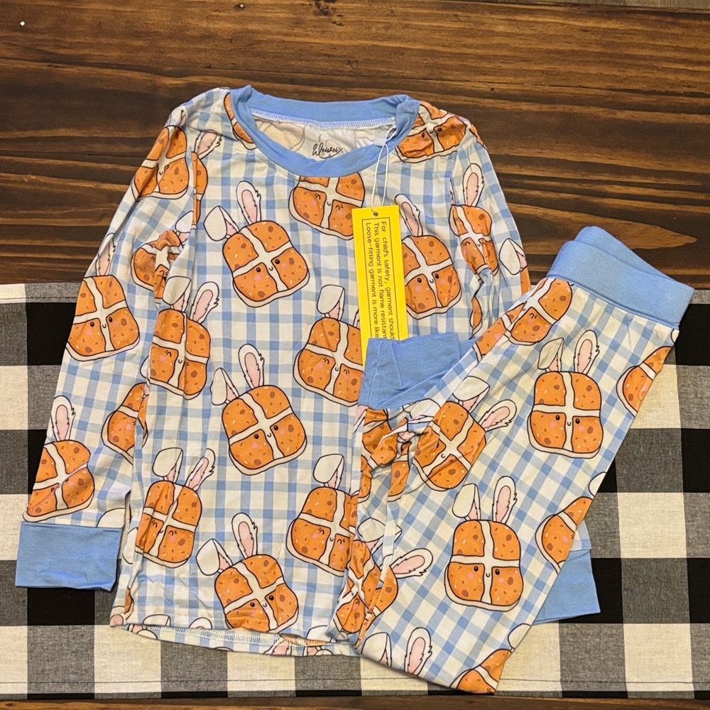 Bamboo Easter Bunny Pajama Set long sleeve pants new 5 6